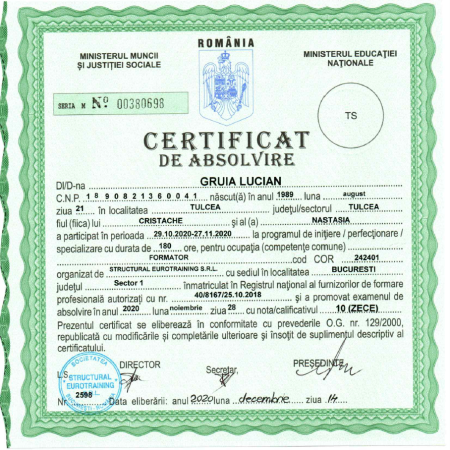 Certificat Formator
